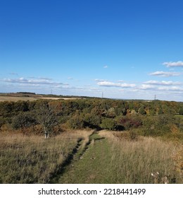 Warden Hills Nature Reserve In Luton, Bedfordshire, England. English Countryside. 