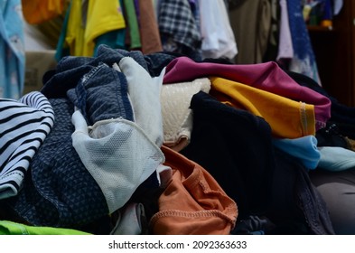 Wardrobe Full Of Closet. Textile Over Consumption.