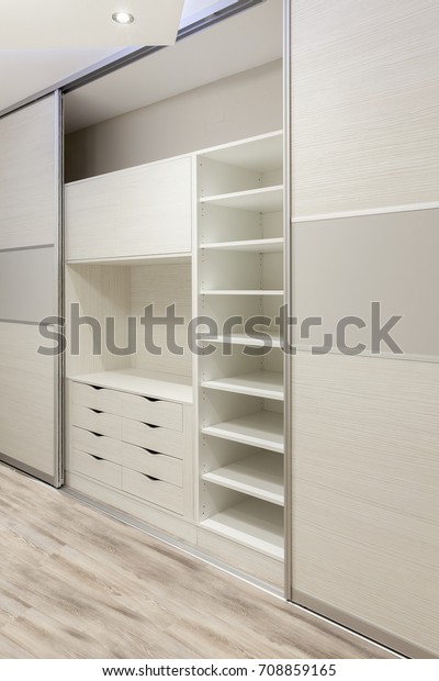 Wardrobe Sliding Doors Lots Shelves Drawers Stock Photo Edit Now