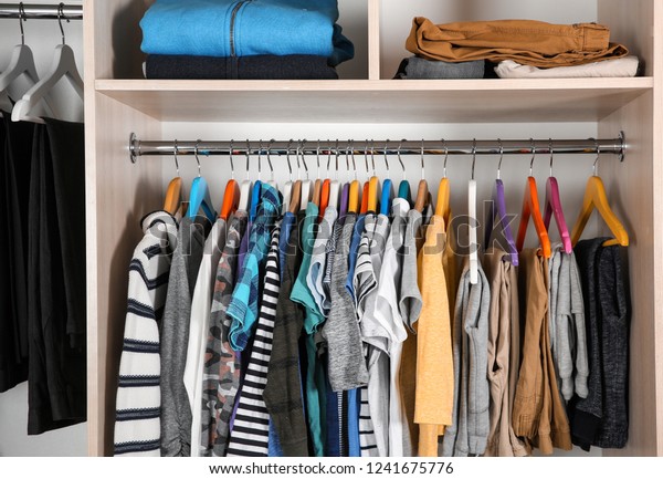 Wardrobe Stylish Boys Clothes Hanging On Stock Photo Edit Now