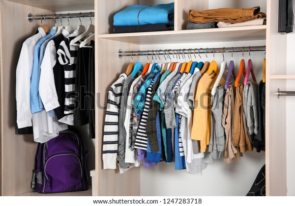 Wardrobe Stylish Boys Clothes Hanging On Stock Photo Edit Now