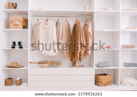 Wardrobe with stylish female clothes