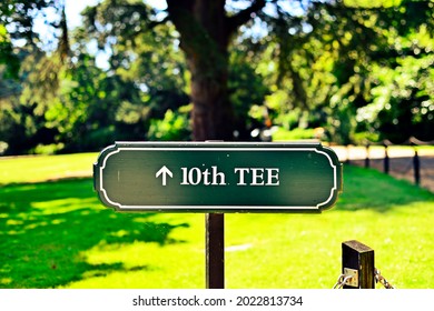 Ware, UK - July 16 2021: Tee Sign At Golf Course