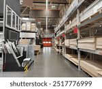 Warehouse aisle of building materials, hardware store