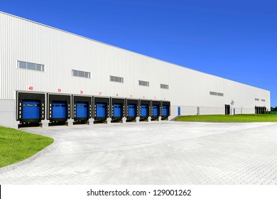 warehouse with blue sky