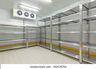 Warehouse Freezer. Refrigeration Chamber For Food Storage.