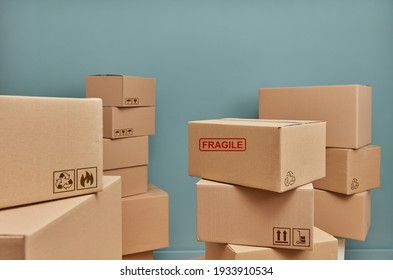 Warehouse Full With Cardboard Boxes