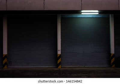 Warehouse Gate At Night