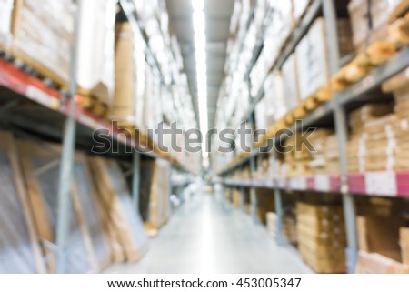 Warehouse inventory in defocus store blur background modern style.