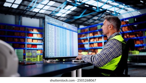 Warehouse Inventory Management On Office Computer. Supplier And Distribution Software - Powered by Shutterstock