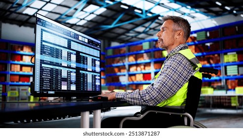 Warehouse Inventory Management On Office Computer. Supplier And Distribution Software - Powered by Shutterstock