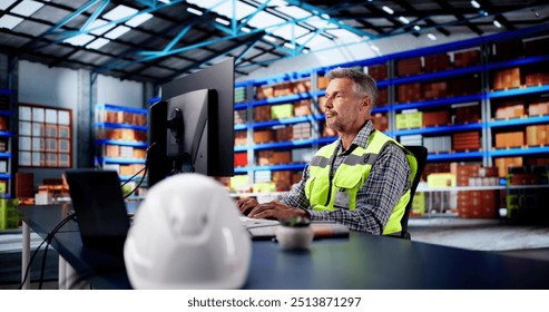 Warehouse Inventory Management On Office Computer. Supplier And Distribution Software - Powered by Shutterstock