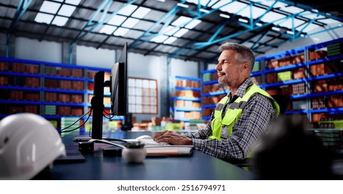 Warehouse Inventory Management On Office Computer. Supplier And Distribution Software - Powered by Shutterstock