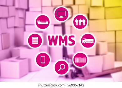 Warehouse Management System Concept. Cardboard Boxes Background