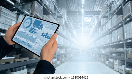 Warehouse Manager With Digital Tablet