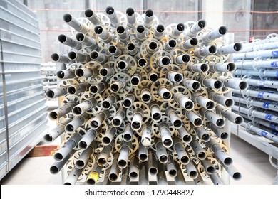 Warehouse Of Steel Pipes For Rafters Assembly