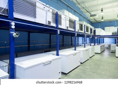 Warehouse with white refrigerators - Shutterstock ID 1298216968