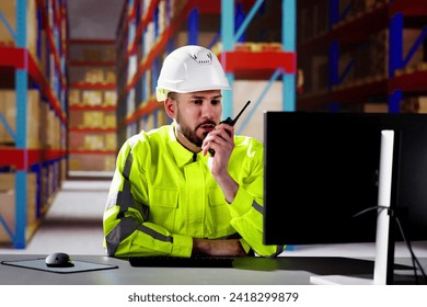 Warehouse Worker And Manager Checking Inventory In Warehouse