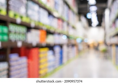 Warehousing Products In Supermarket Blurred Background Close-up.