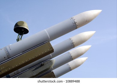 Warheads pointing enemy. Anti aircraft missile