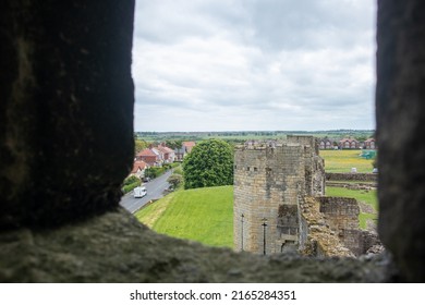 Warkworth, Northumbria, England, June 6 2022 - Inside The Grounds Of The Medieval Warkworth Castle Which Was Home To The Powerful Percy Family In The Late Middle Ages. 