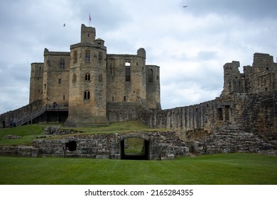 Warkworth, Northumbria, England, June 6 2022 - Inside The Grounds Of The Medieval Warkworth Castle Which Was Home To The Powerful Percy Family In The Late Middle Ages. 