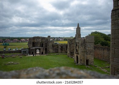 Warkworth, Northumbria, England, June 6 2022 - Inside The Grounds Of The Medieval Warkworth Castle Which Was Home To The Powerful Percy Family In The Late Middle Ages. 