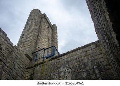 Warkworth, Northumbria, England, June 6 2022 - Inside The Grounds Of The Medieval Warkworth Castle Which Was Home To The Powerful Percy Family In The Late Middle Ages. 