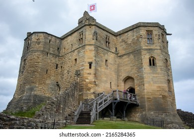 Warkworth, Northumbria, England, June 6 2022 - Inside The Grounds Of The Medieval Warkworth Castle Which Was Home To The Powerful Percy Family In The Late Middle Ages. 