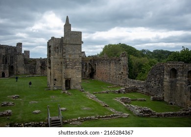 Warkworth, Northumbria, England, June 6 2022 - Inside The Grounds Of The Medieval Warkworth Castle Which Was Home To The Powerful Percy Family In The Late Middle Ages. 