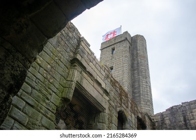 Warkworth, Northumbria, England, June 6 2022 - Inside The Grounds Of The Medieval Warkworth Castle Which Was Home To The Powerful Percy Family In The Late Middle Ages. 