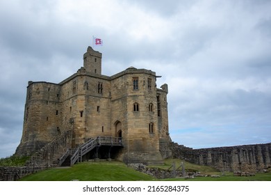 Warkworth, Northumbria, England, June 6 2022 - Inside The Grounds Of The Medieval Warkworth Castle Which Was Home To The Powerful Percy Family In The Late Middle Ages. 