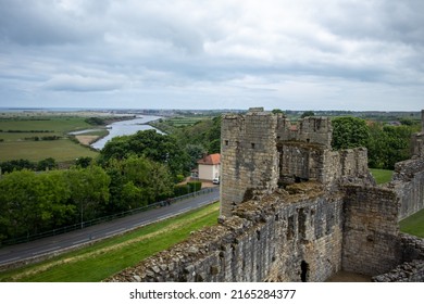 Warkworth, Northumbria, England, June 6 2022 - Inside The Grounds Of The Medieval Warkworth Castle Which Was Home To The Powerful Percy Family In The Late Middle Ages. 