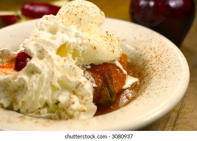 Warm Apple Dumpling With Ice Cream