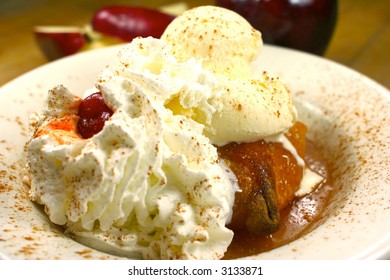 Warm Apple Dumpling With Ice Cream