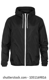 Warm Black Windbreaker Jacket With Hood