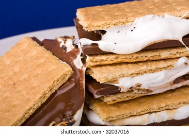 Warm Freshly Home Made Smores On A White Plate