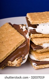 Warm Freshly Home Made Smores On A White Plate