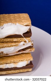 Warm Freshly Home Made Smores On A White Plate