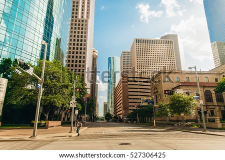 Warm Houston city street view