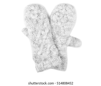 Warm Mittens On White Background