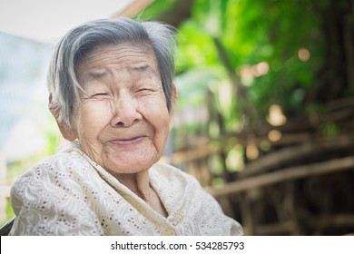 Warm Smile Grandmother.Asian Grandmother Cute Smile.