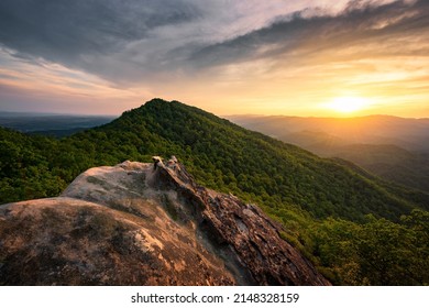 A Warm Summer Sunset Sky Over Kentucky's Appalachian Mountains