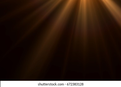 Warm Sun Rays Light Effects Isolated On Black Background For Overlay Design 