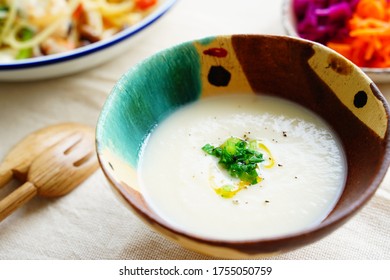 Warm Turnip Potage Soup In Winter