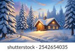 A warm winter cabin with a storm warning background image for desktop use