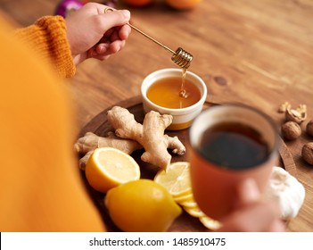 Warming Tea With Honey,  Lemon  And Ginger