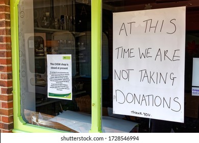 Warminster, Wiltshire / UK - April 22 2020: Childrens Hospice South West Charity Shop Is Closed Temporarily Due To Covid-19 Coronavirus                            