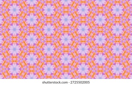 A warm-toned repeating pattern of floral clusters arranged in a hexagonal geometric structure.