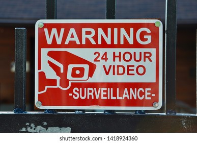 Warning 24 hour video surveillance sign